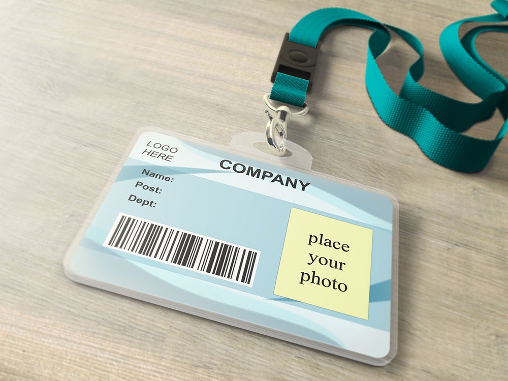 id card Work Permit holder mockup photoshop psd