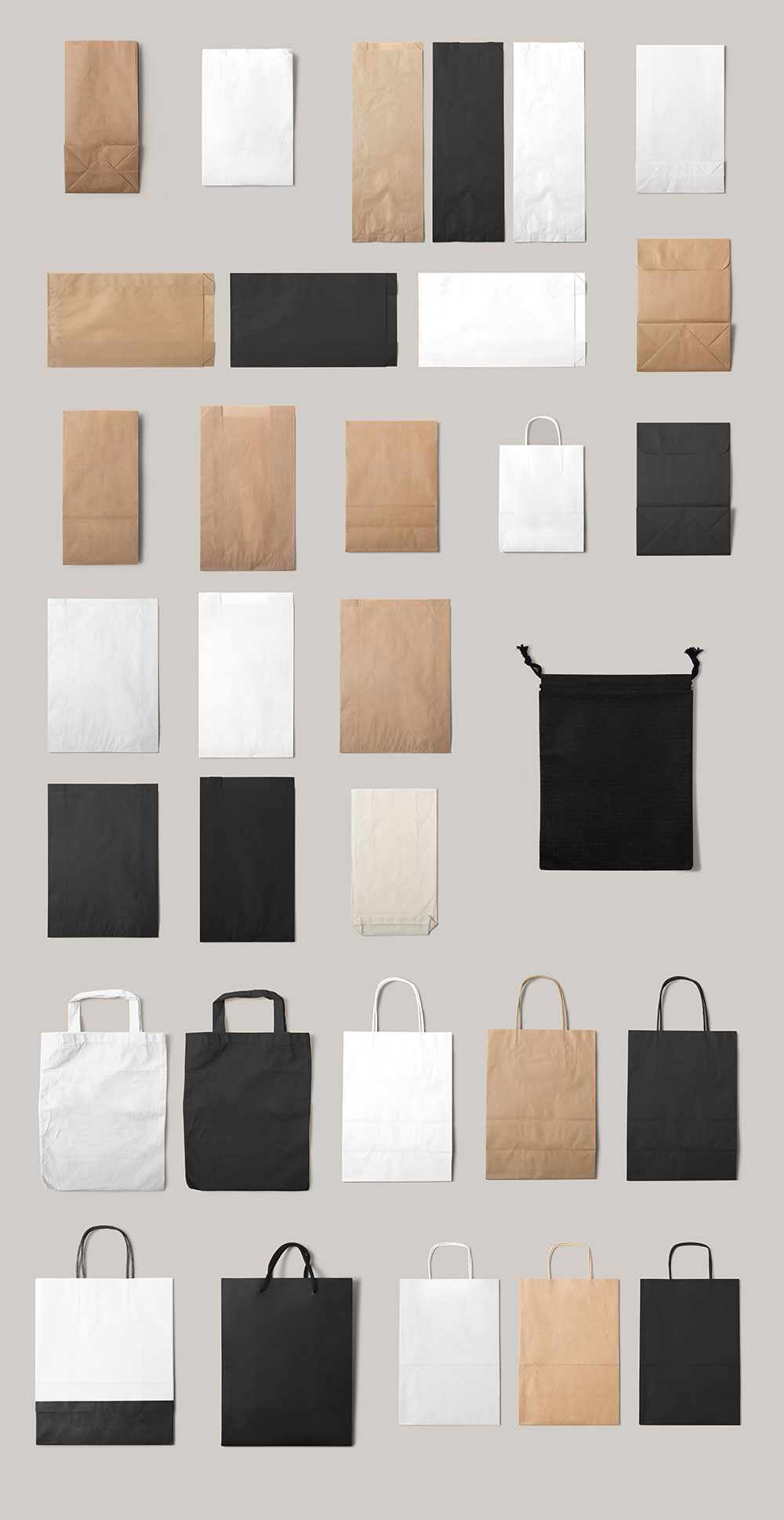 paper and fabric bags Mock Up photoshop psd