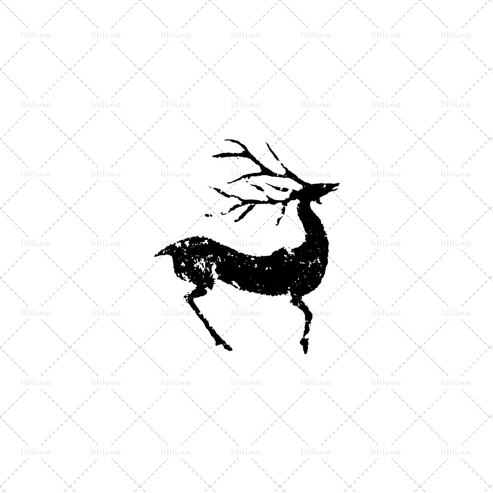 Ancient china deer totem tattoo pattern vi eps pdf