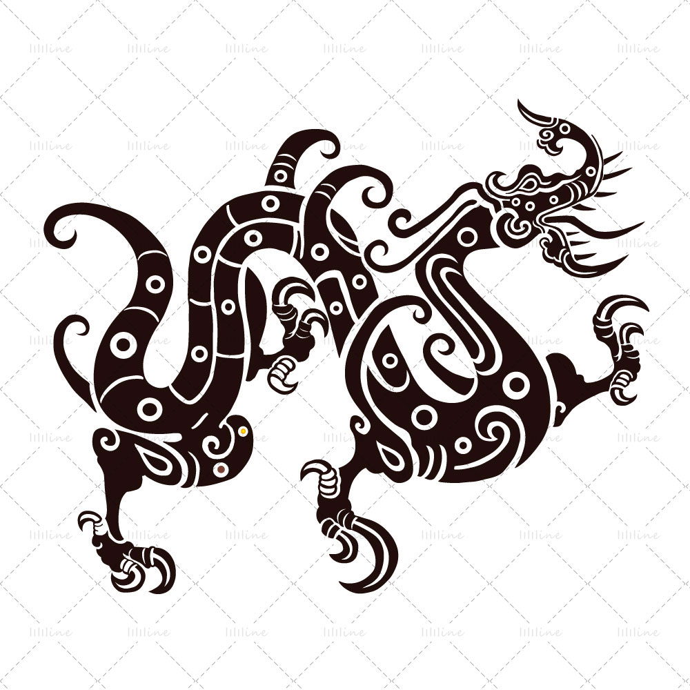Dragon de Chine ancienne totem tattoo pattern vi eps pdf