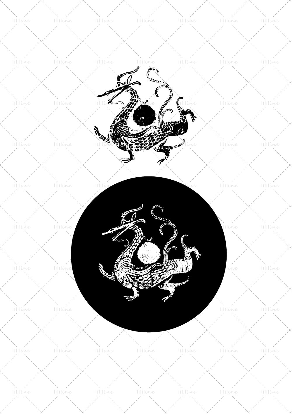 Azure Dragon qinglong totem tattoo pattern vi eps pdf