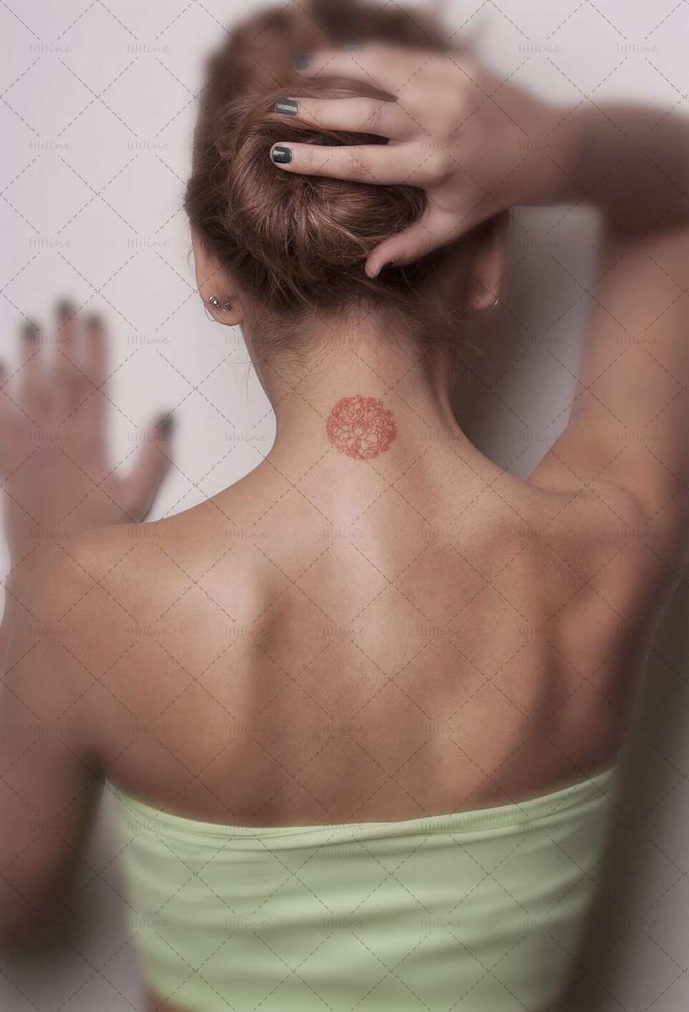Circular china lotus totem tattoo pattern vi eps pdf