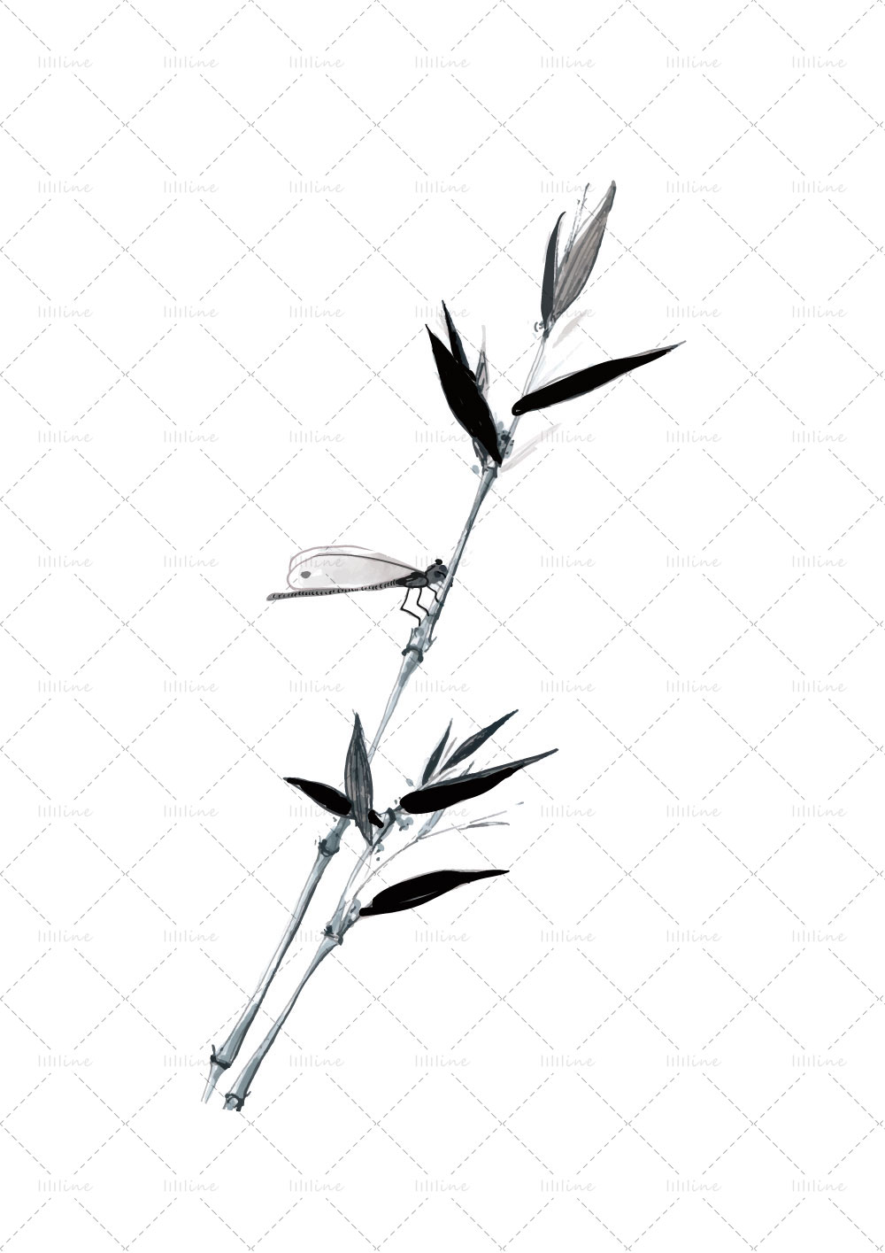 Dragonfly bambus totem tattoo pattern vi eps pdf