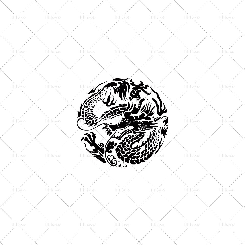 circular dragon totem tattoo pattern vi eps pdf