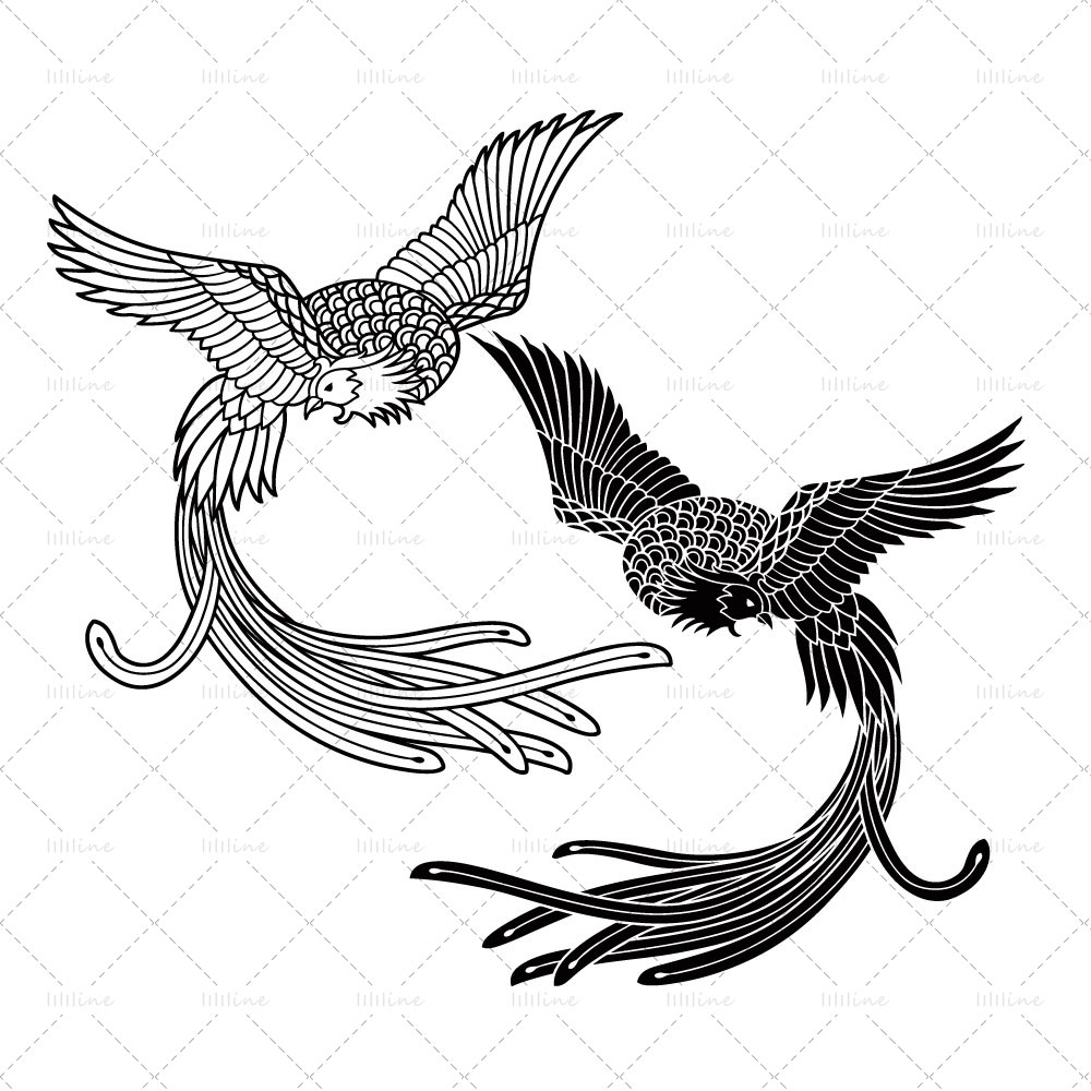 flying phoenix totem tattoo pattern vi eps pdf