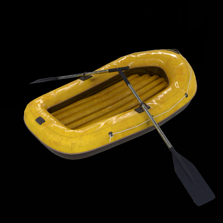 Kayaking Boat Sea Sports Yellow Kayaking 3d 3d Model