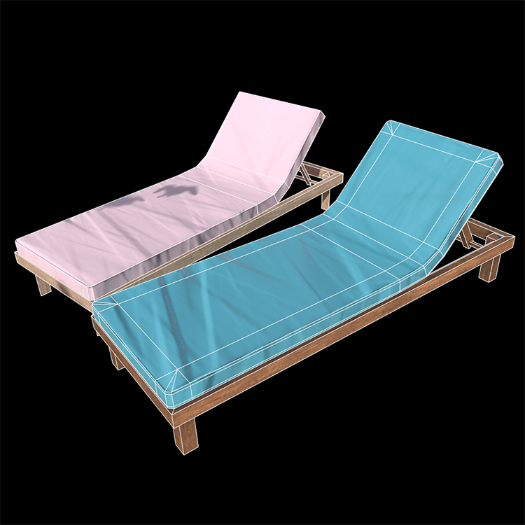 Beach chair Bench PBR 3d Model