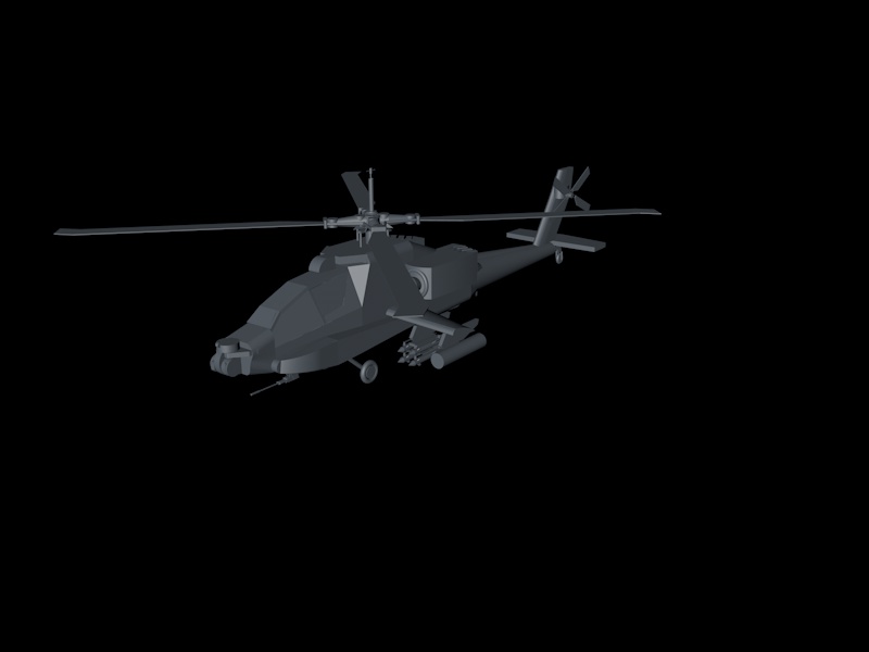 Apache vrtulník 3D model tisku