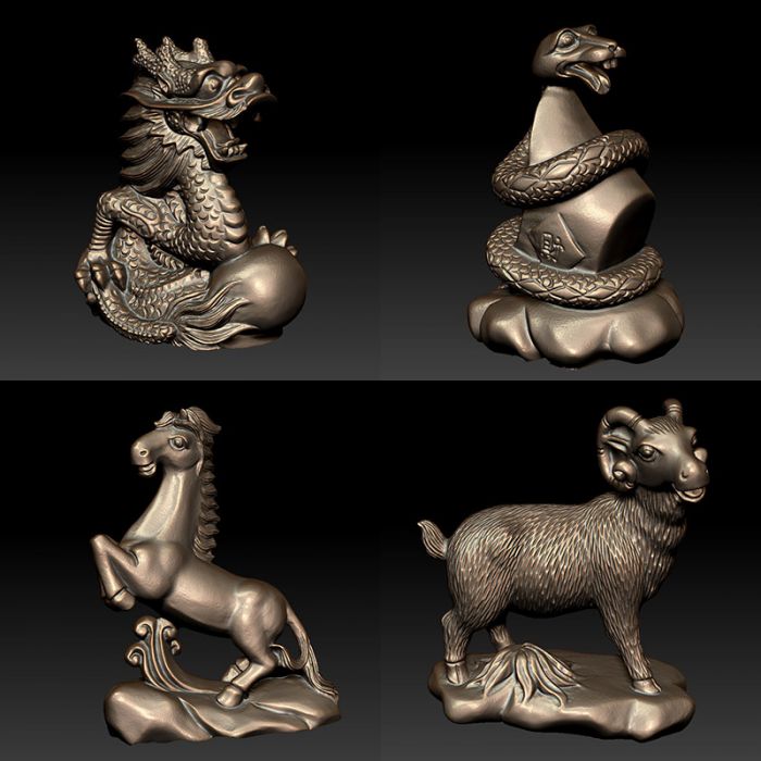 Modèle d'impression 3D du zodiaque chinois