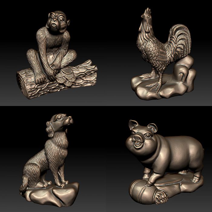 Modèle d'impression 3D du zodiaque chinois