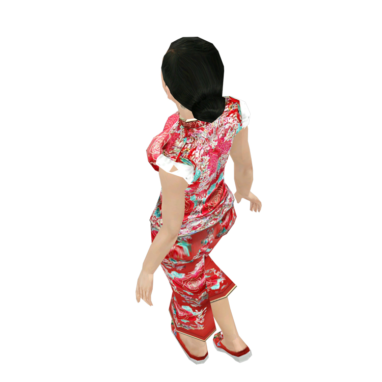 Girls in Northeast China in Flower Coat 3d model