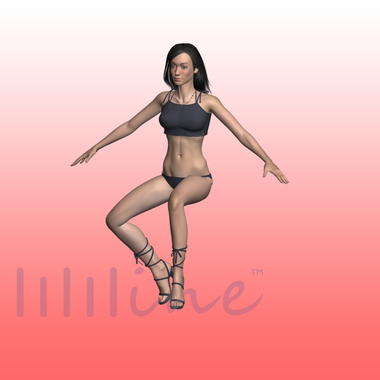 Женско скакање 3д моделира емоционалну анимацију