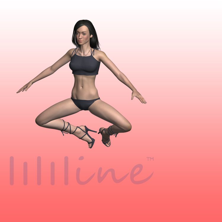 Female jumping 3d models emotional animation