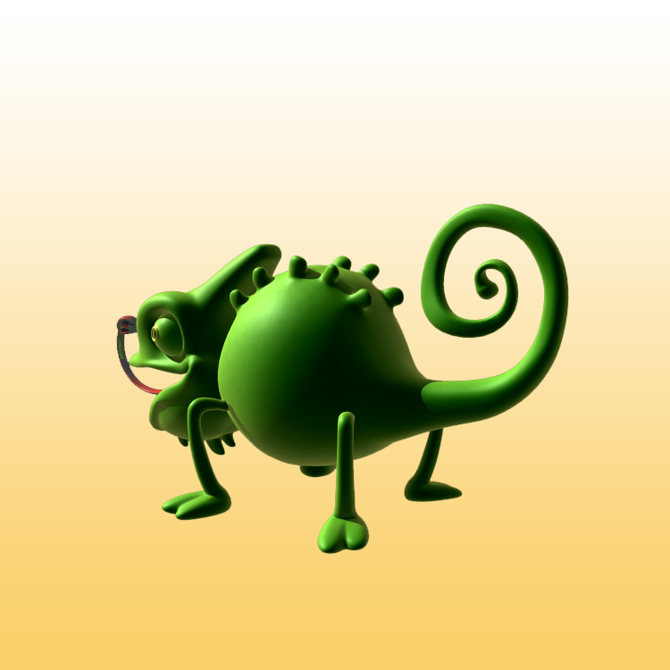 Chameleon Cartoon 3D Model Animal