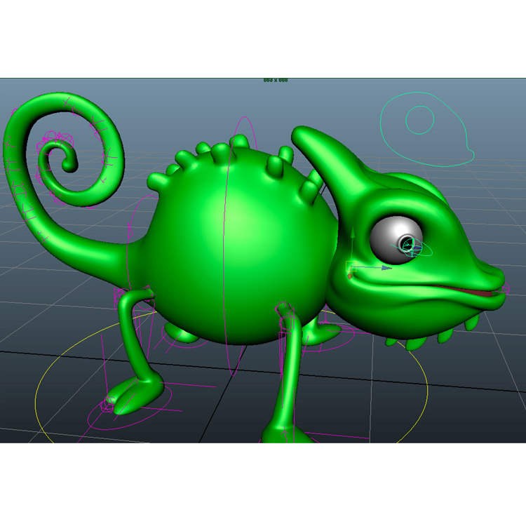Bukalemun Karikatür 3D Model Hayvan