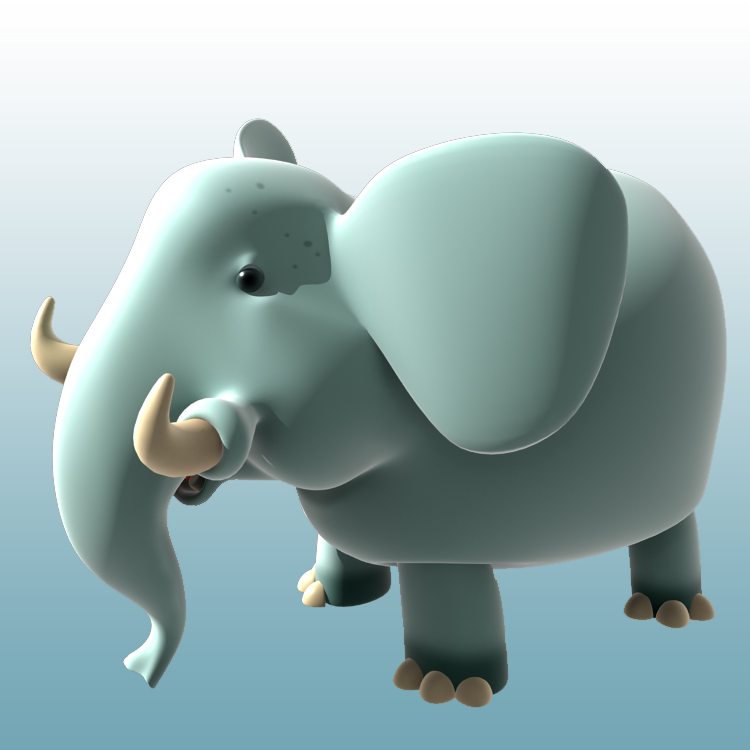 Cartoon Elephant Modello 3D Animali - 0036