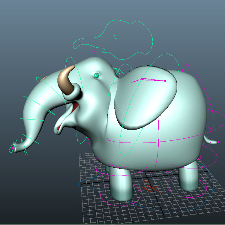 Çizgi Film Fil 3D Model Hayvanlar - 0036