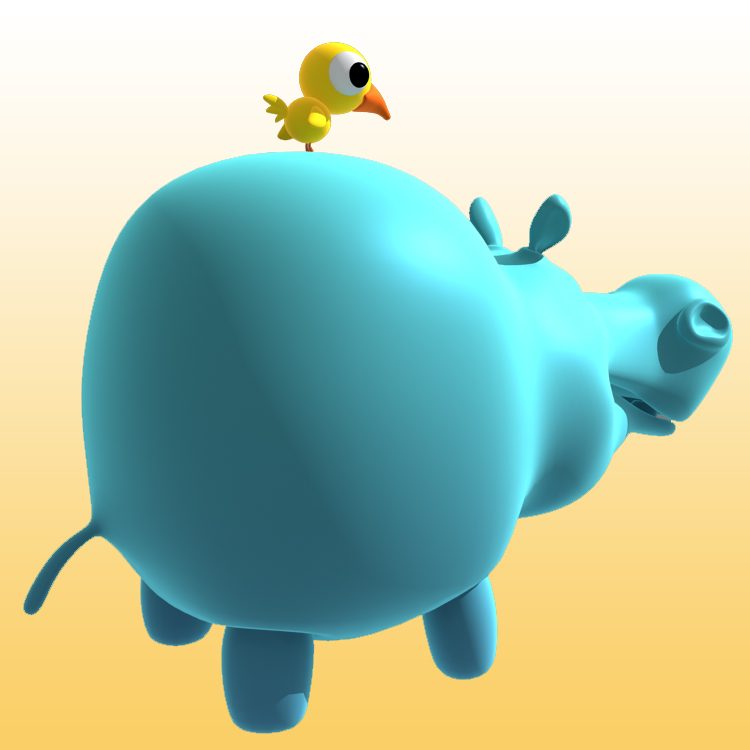 Cartoon Hippo 3D Model Animals - 0033
