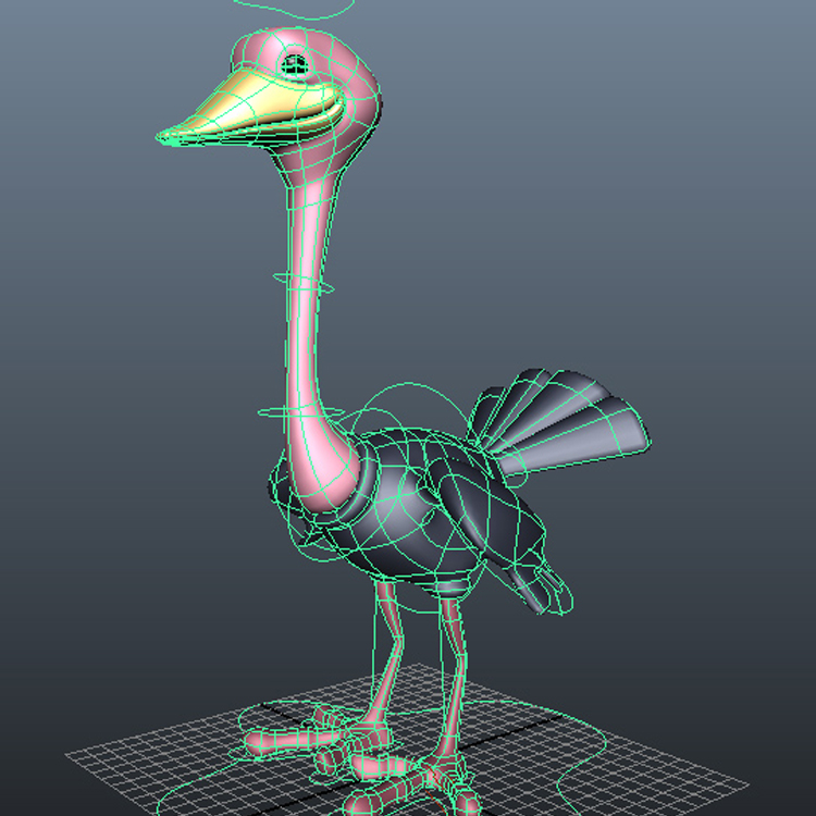 Ostrich Cartoon 3D Model Animal