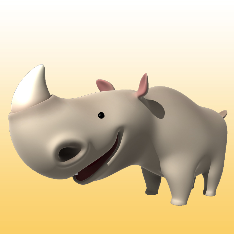Cartoon Rhino Modello 3D (Animali - 0030)
