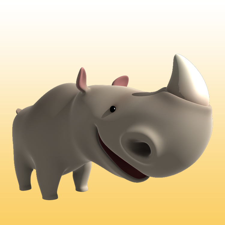 کارتون Rhino 3D Model (حیوانات - 0030)