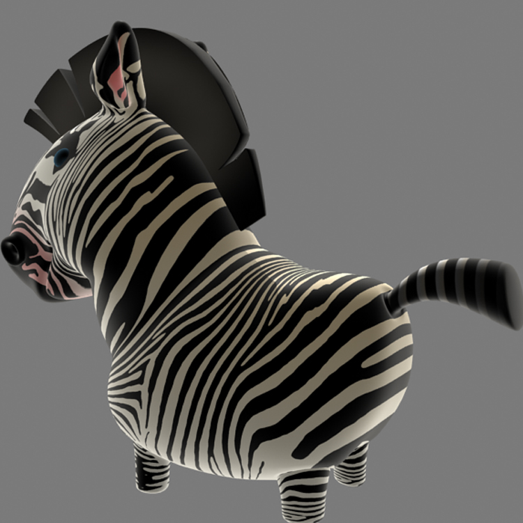Çizgi Film Zebra 3D Model Hayvanlar - 0031