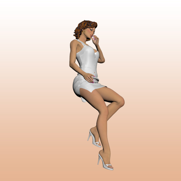 Hot Sitting Girl 3D Model
