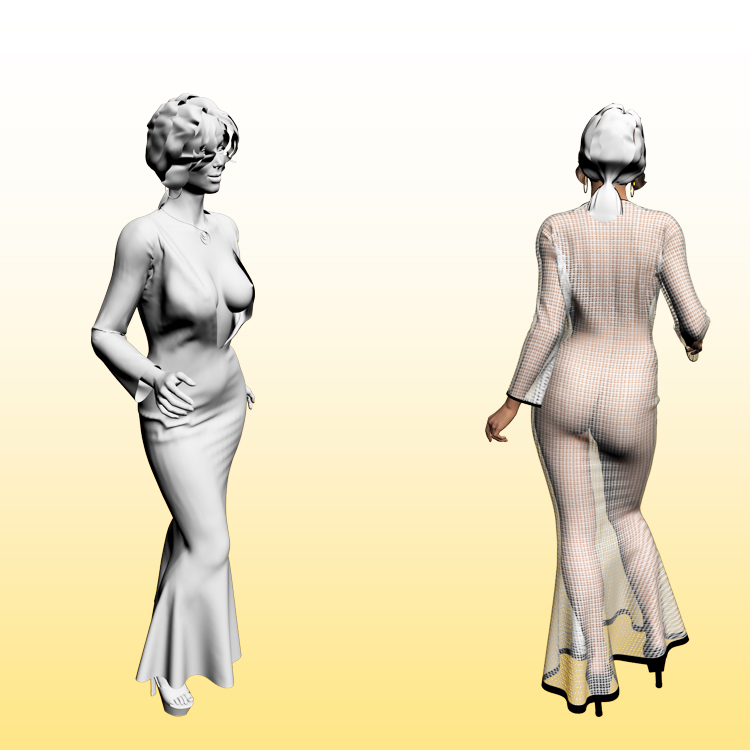 Sexy Women 3D Model in Long Garments Character Girl
