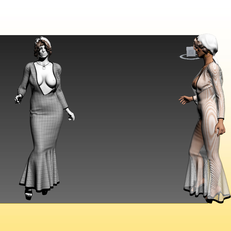 Sexy Women 3D Model in Long Garments Character Girl
