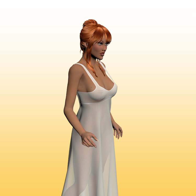 穿长裙性感女孩3D模型人物女孩