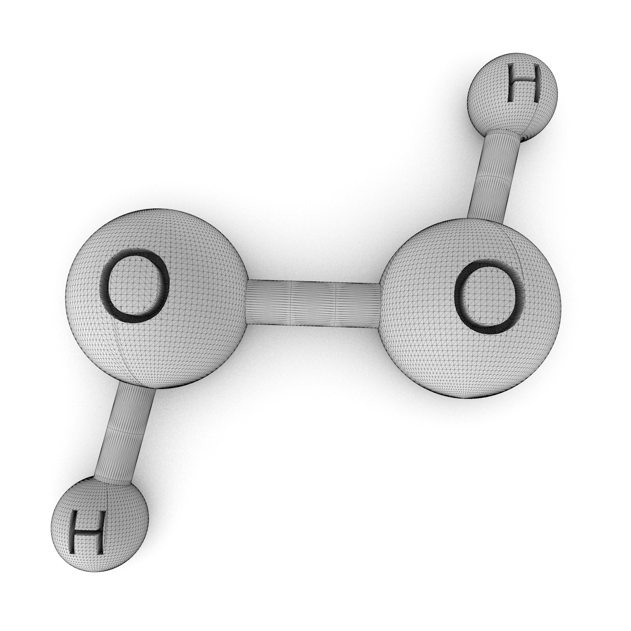 3Д модел штампе молекула Х2О2