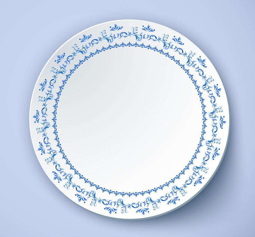 Modèle vectoriel en porcelaine blanche bleue