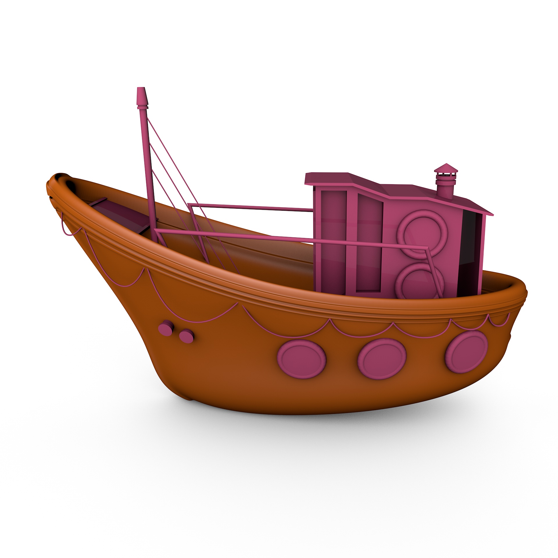 Çizgi film sevimli tekne 3d modeli