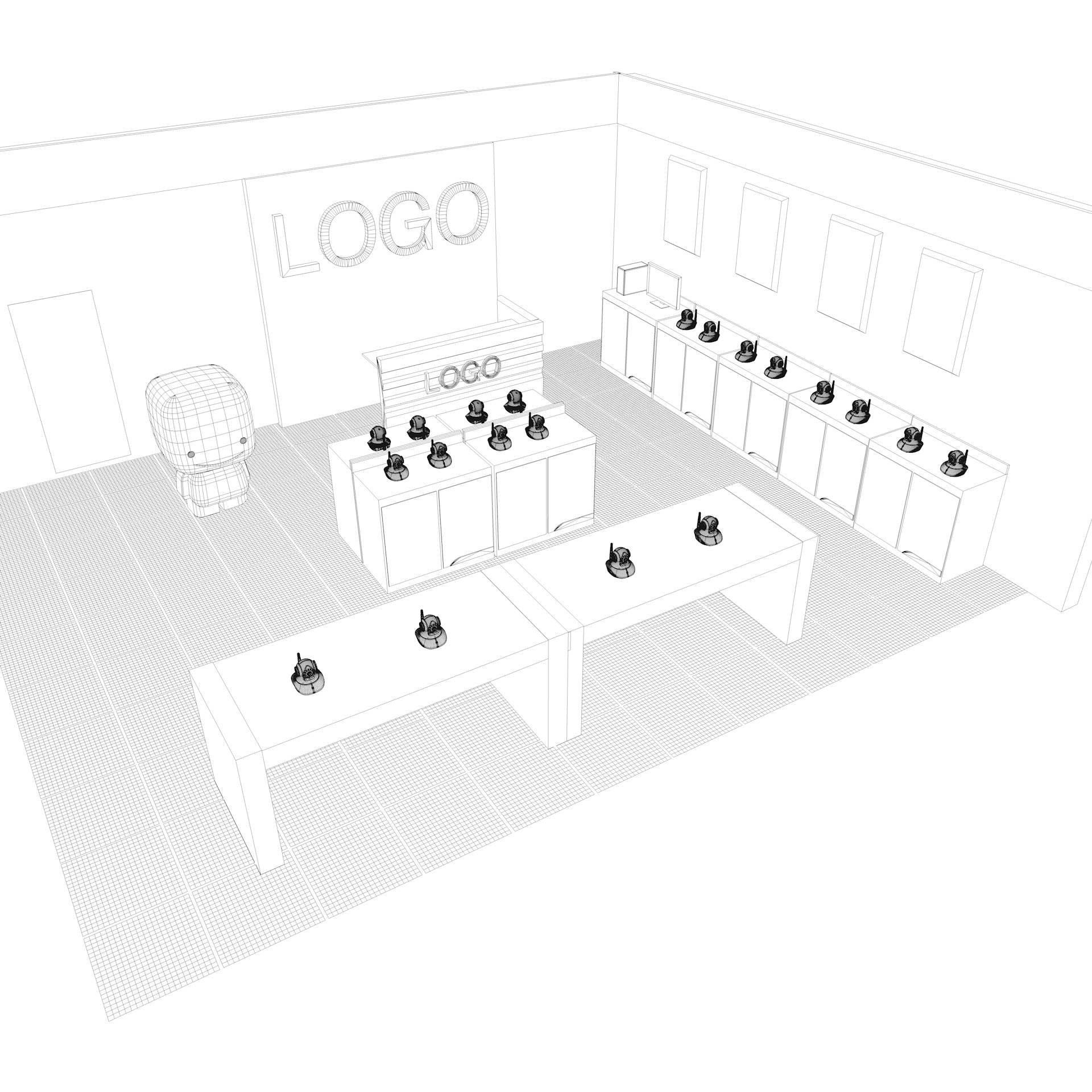 Showroom cabina de desene animate model 3d