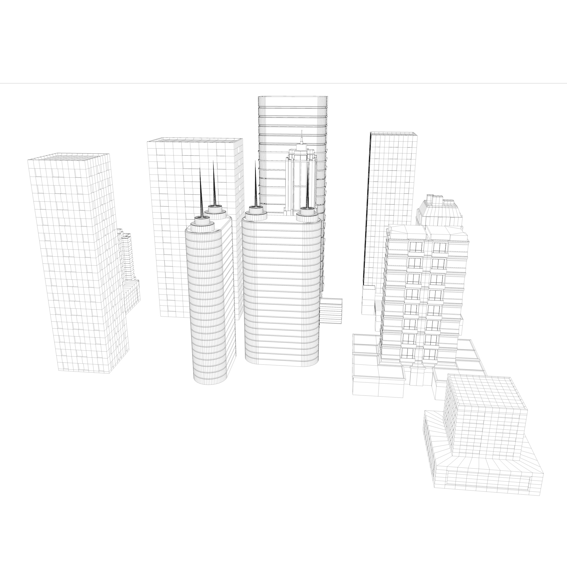 edifici 3d modello di cartone animato