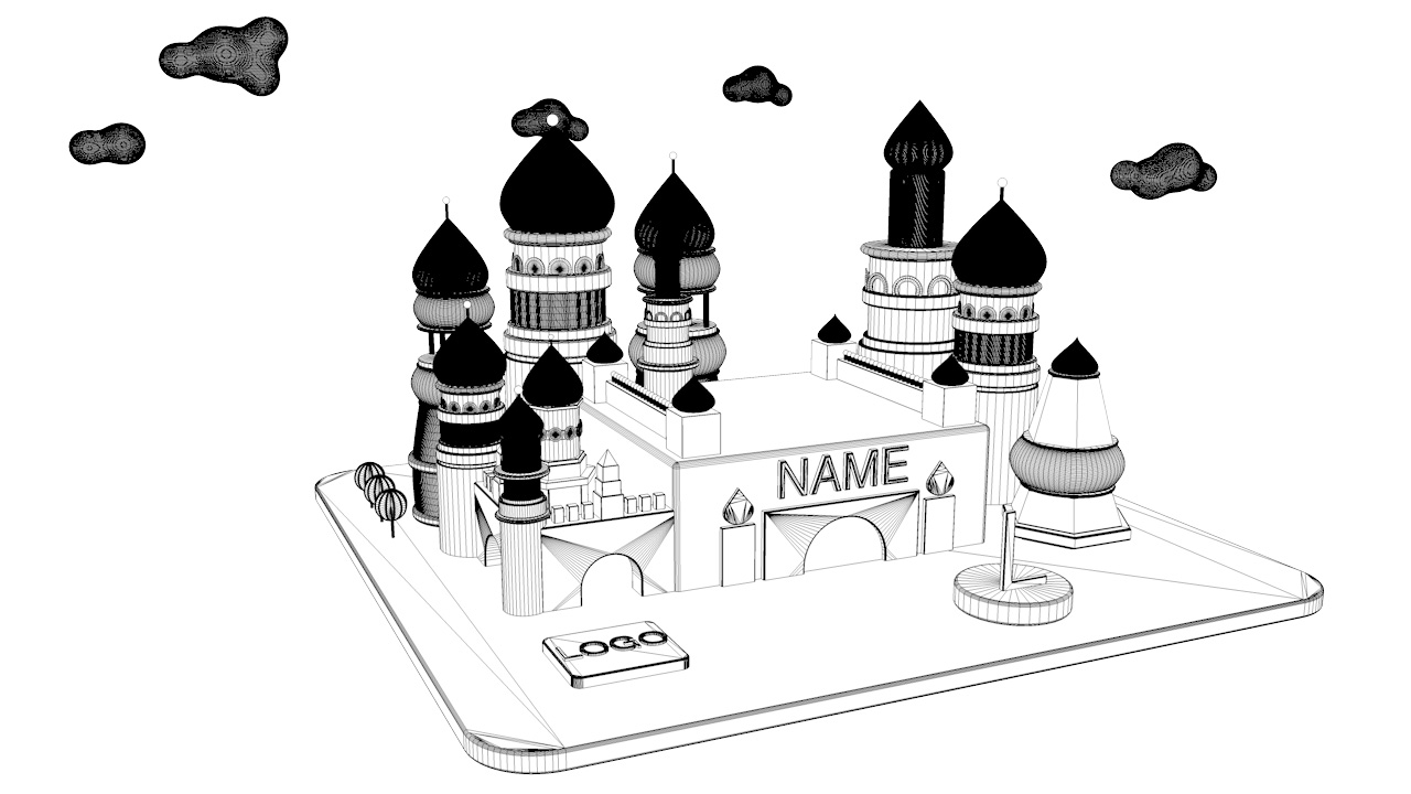 Cartoon søt slott 3d-modell