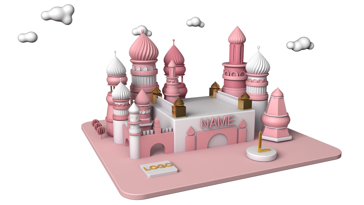 Cartoon cute castle 3d model