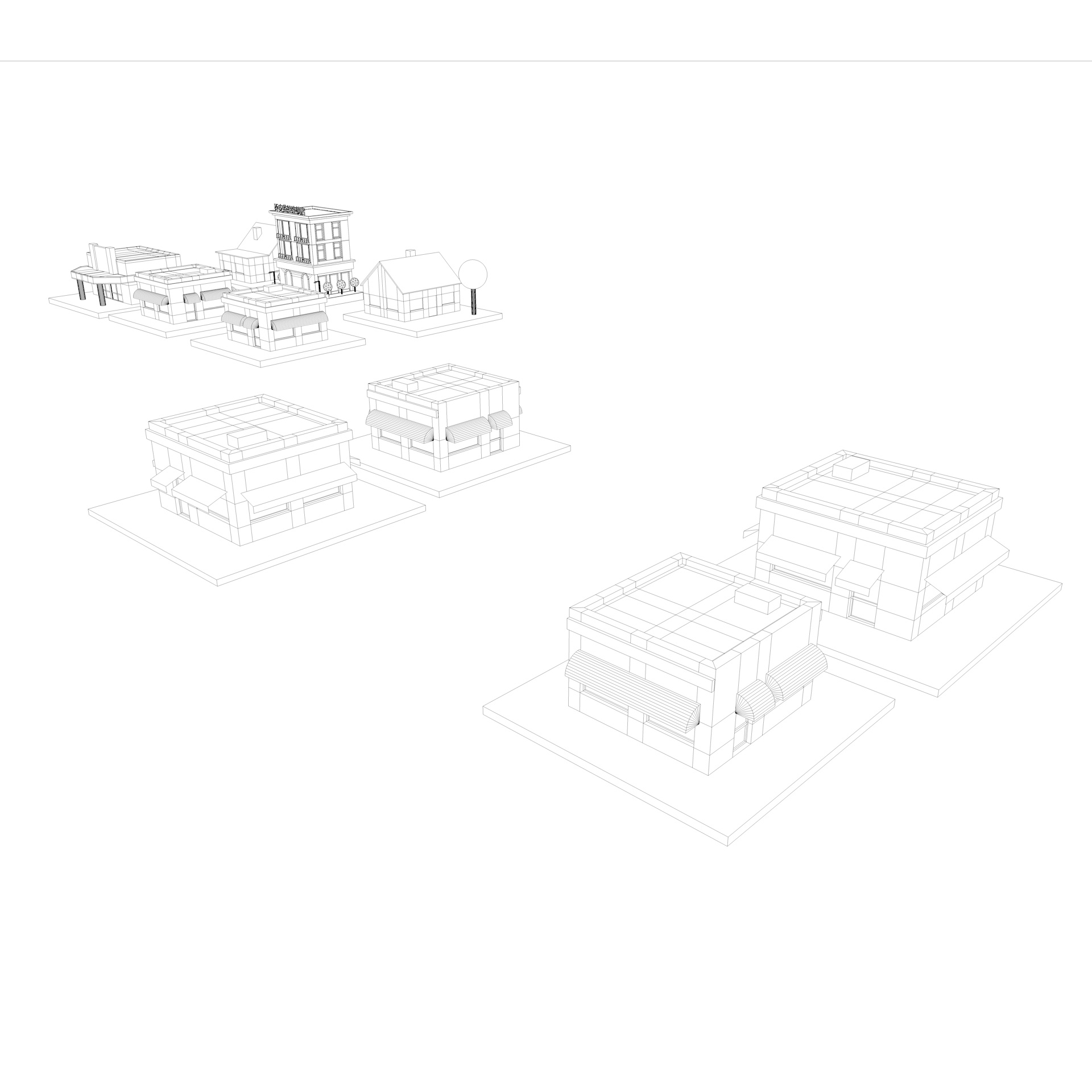卡通房屋商店建筑3D模型