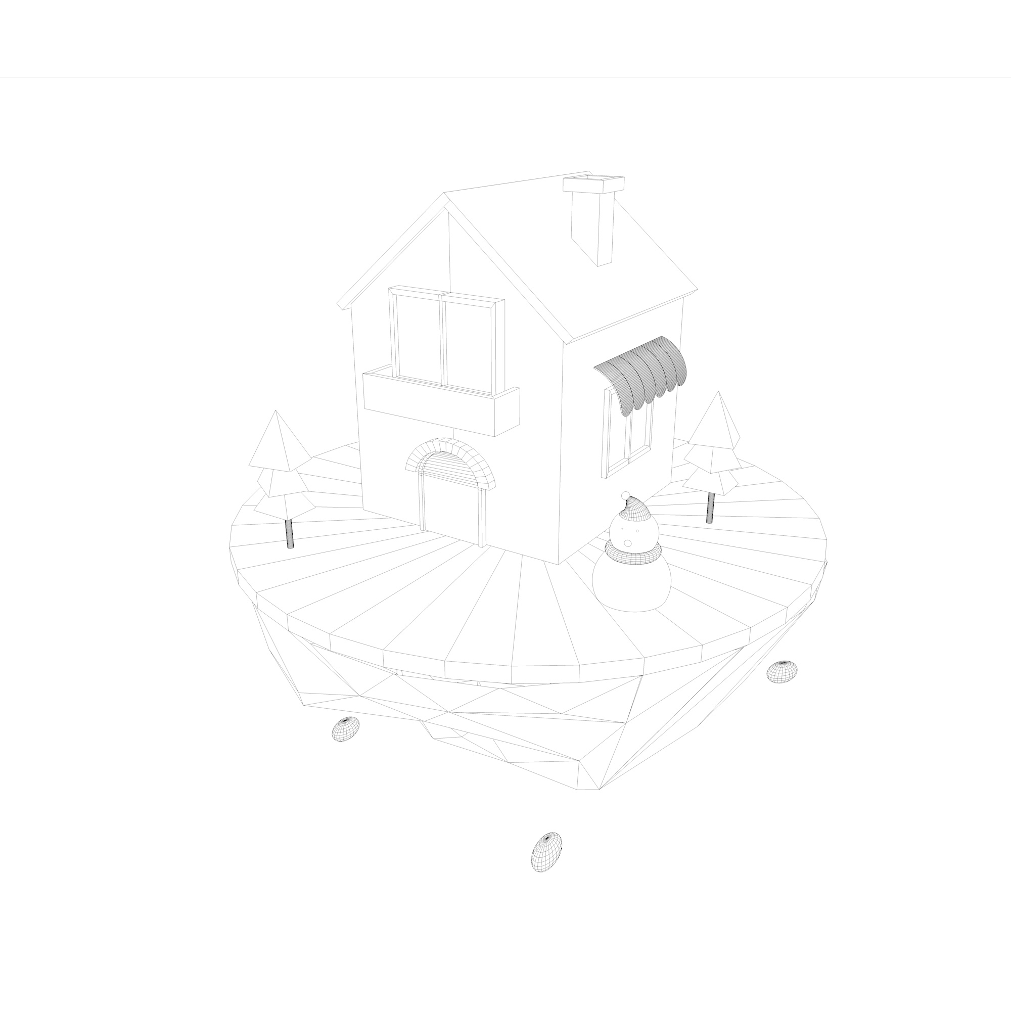 Modello 3d di casa dei cartoni animati