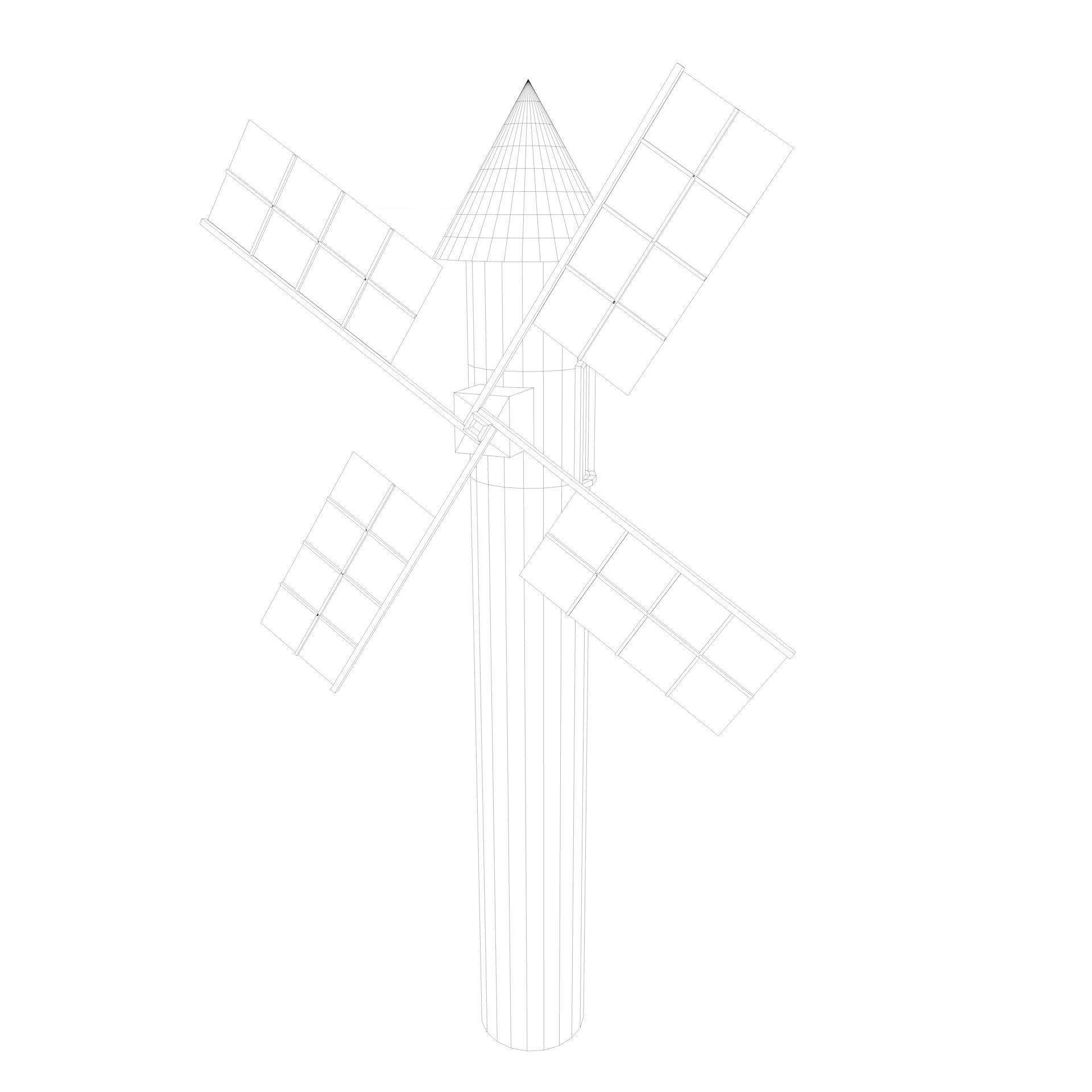 Modelo 3d de moinho de vento bonito dos desenhos animados