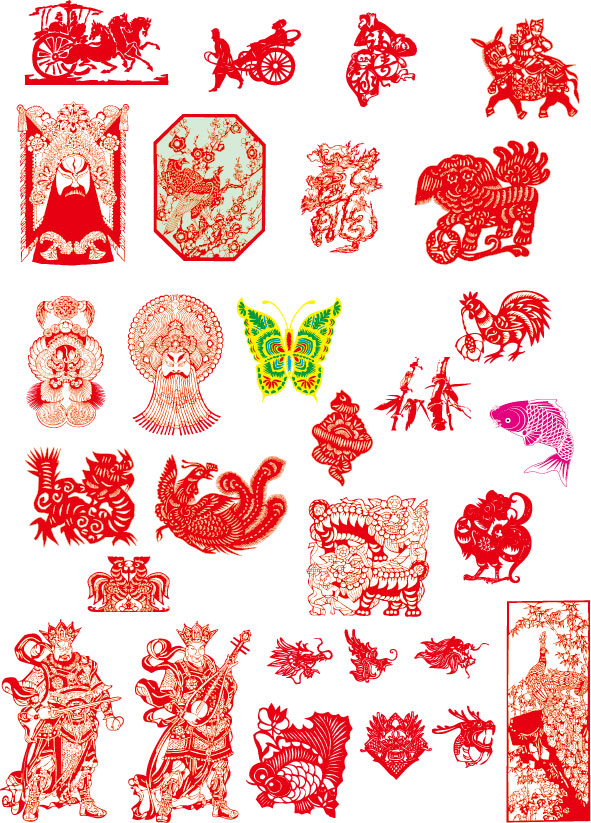 中国の伝統的な紙カットベクトル