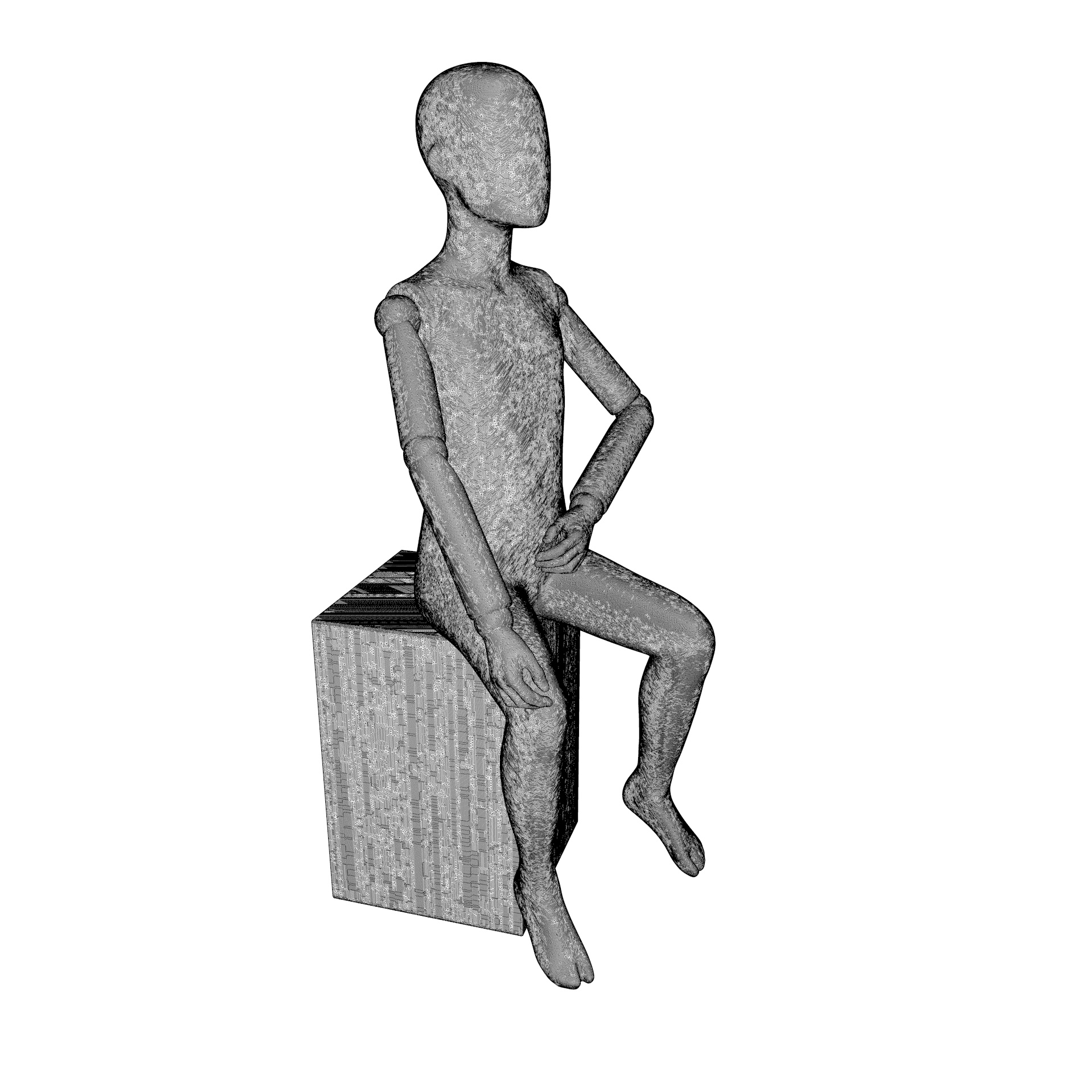 Sittende barn mannequin 3d print modell
