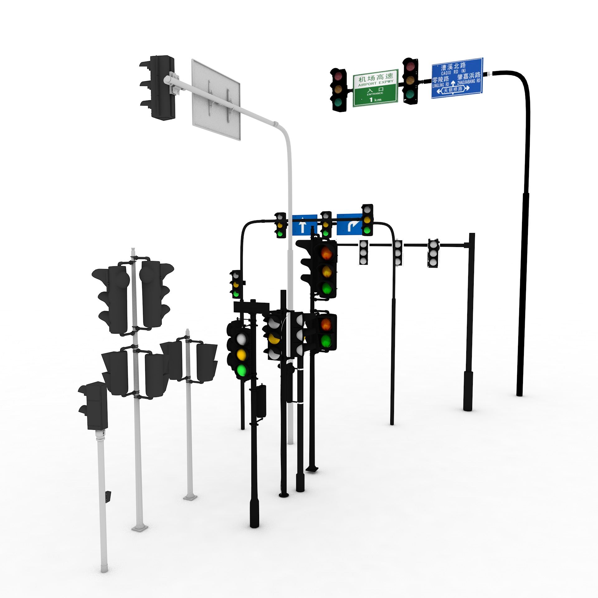 Közlekedési lámpa készlet 3d modell