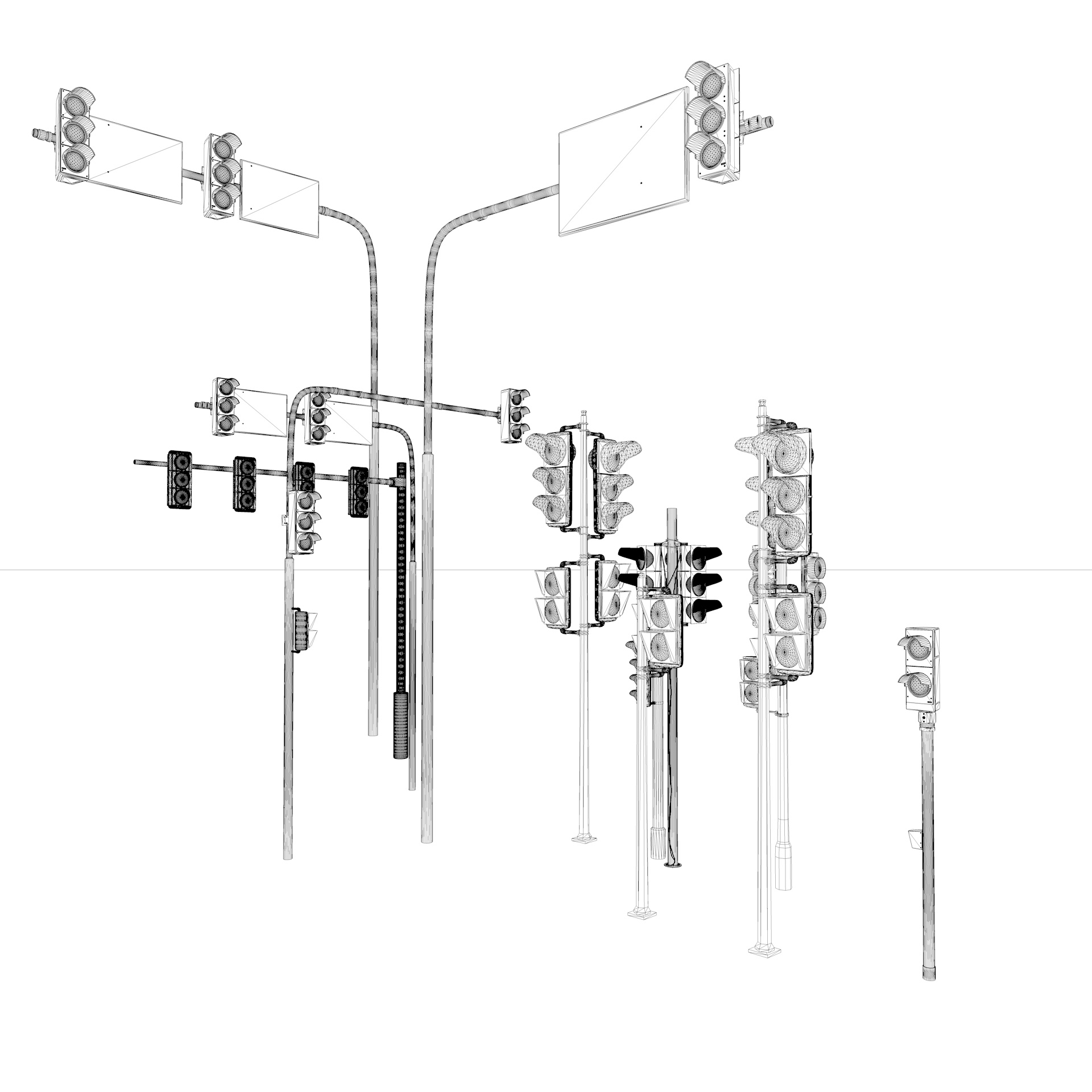 نموذج ثلاثي الأبعاد لمجموعة إشارات المرور