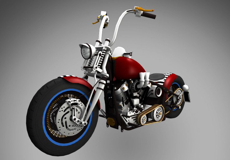 مدل 3D مدل موتور سیکلت هارلی دیویدسون