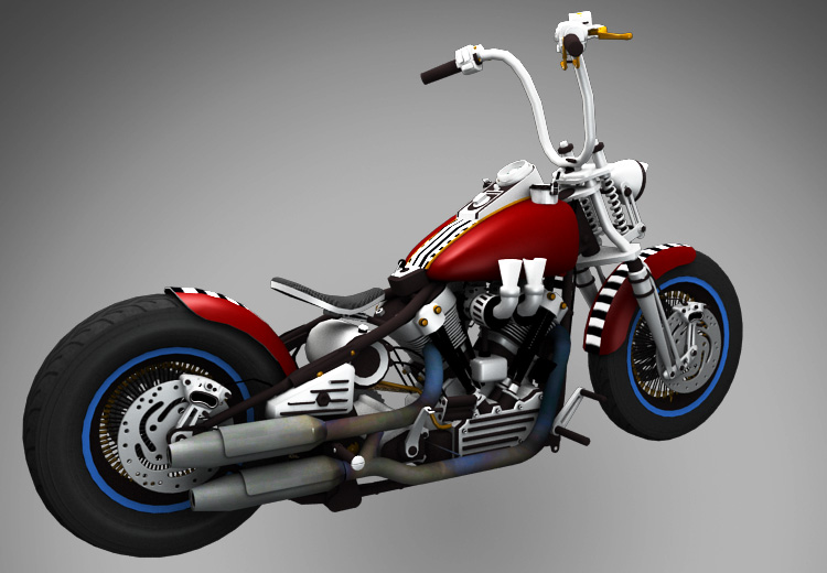 مدل 3D مدل موتور سیکلت هارلی دیویدسون