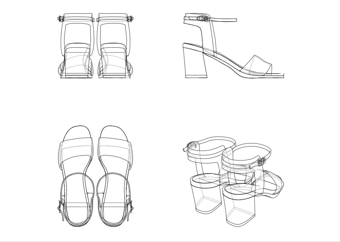 High-heeled sandals industrial design 3D model