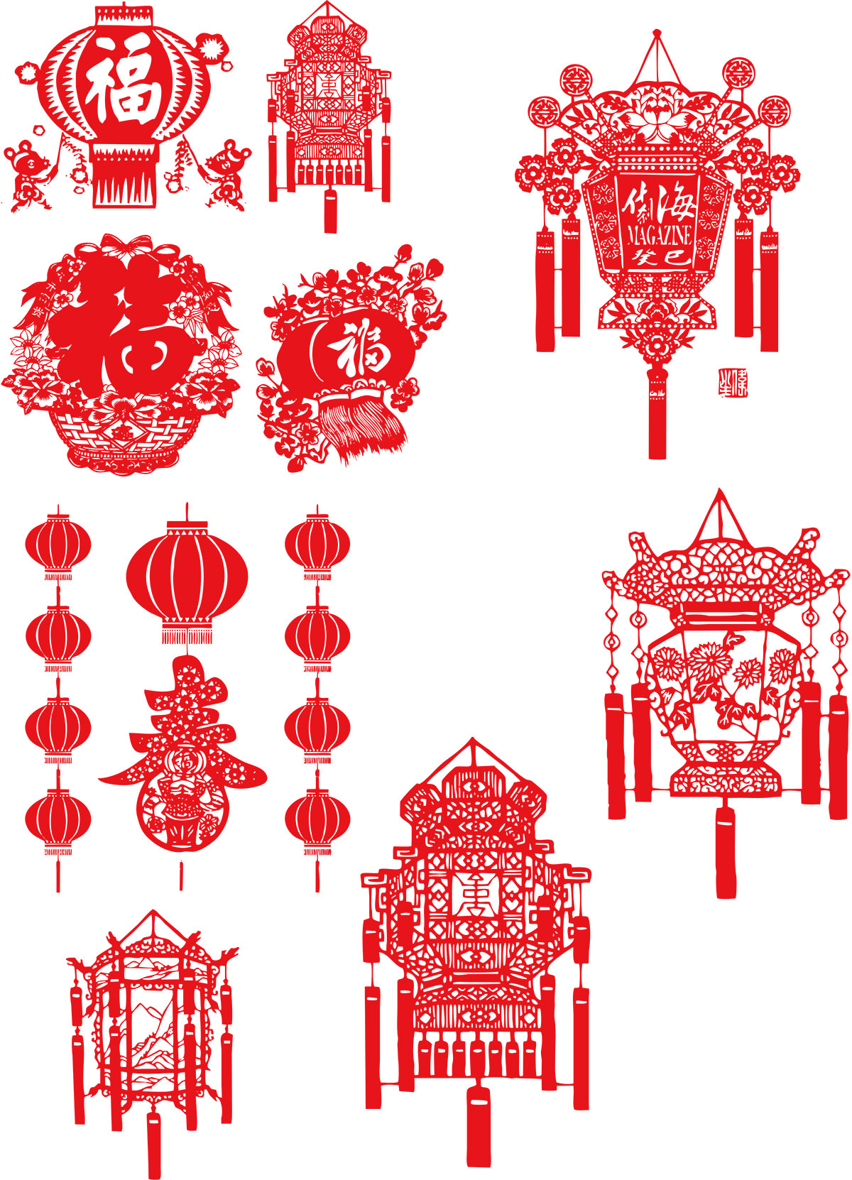 Kitajska papirna rezalna umetnost Vector