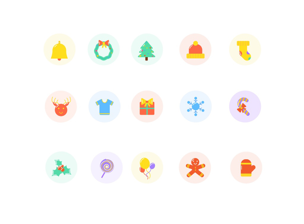 15 рождественские плоские иконки вектор