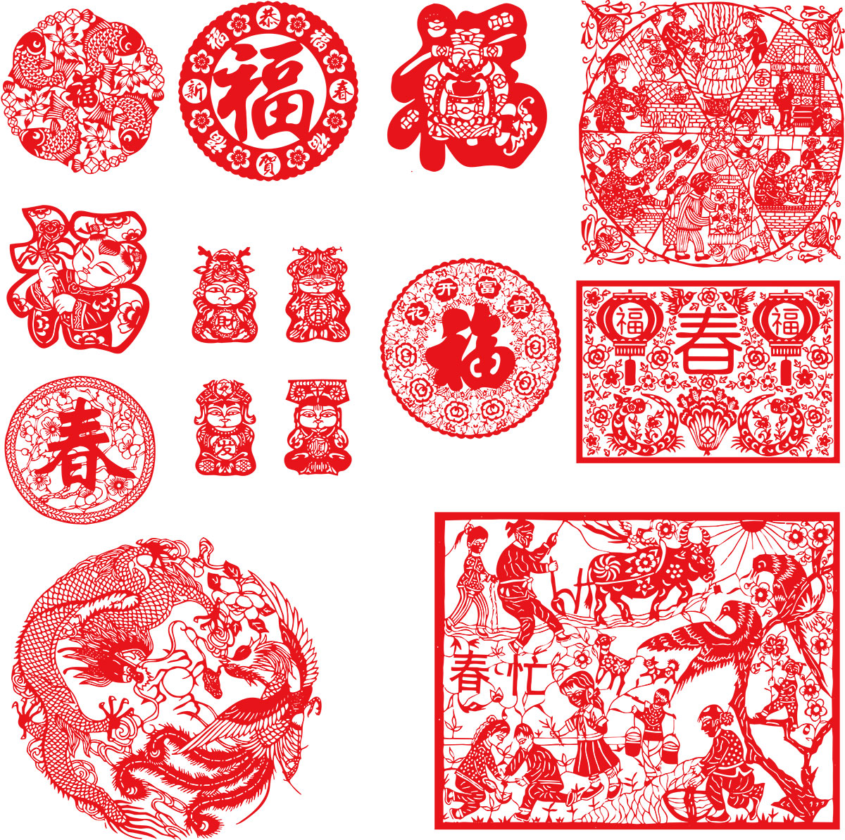 الصينية فن قص الورق المتجهات